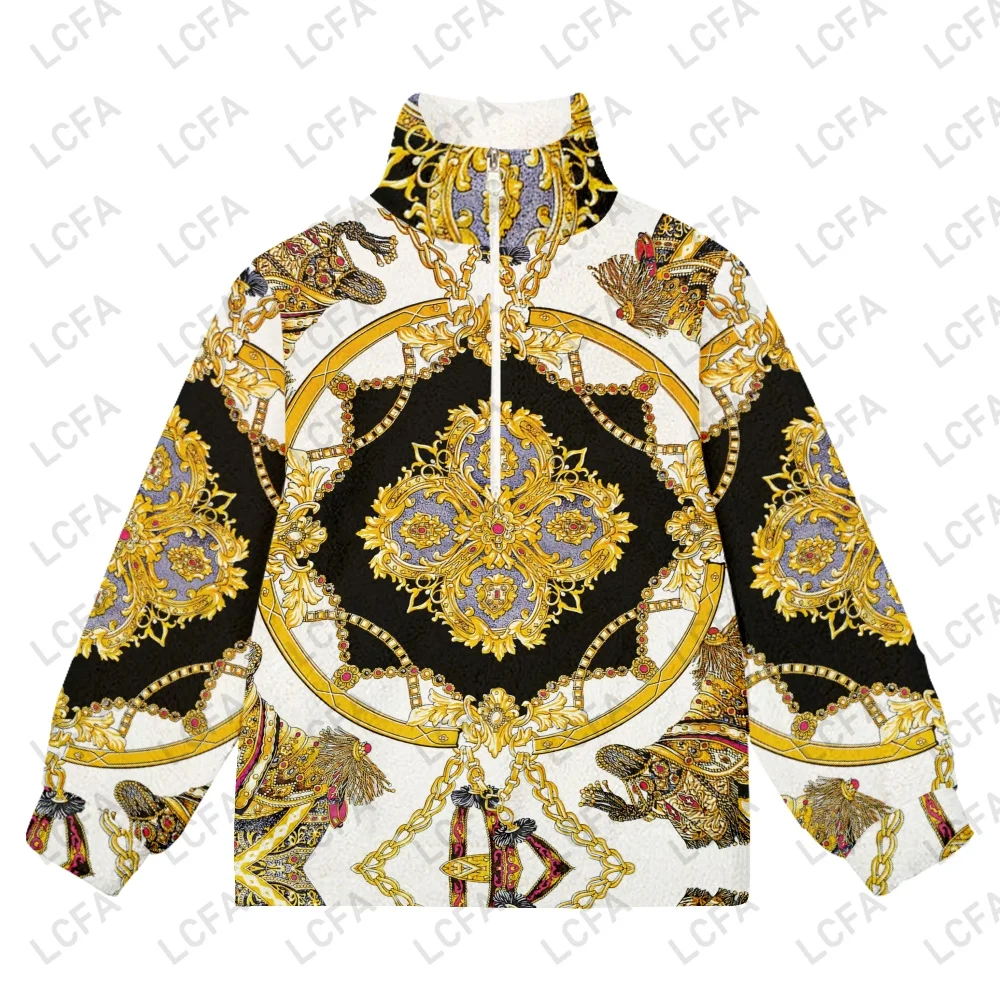 3D Print Luxury Golden Flowers Man/women Zip Pullover Flannel Long Sleeve Sweatshirt Zip Sweater Teen Man  Clothes Oversized