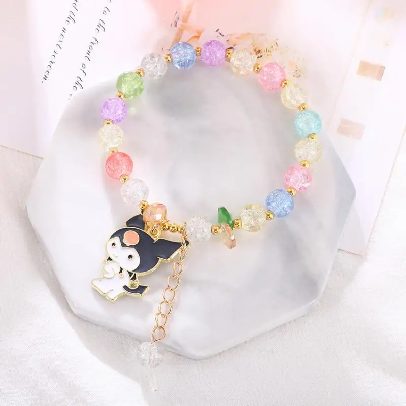 Sanrio My Melody Kuromi Cinnamoroll Popcorn Bracelet Children\'s Bead Bracelet Crystal Kawaii Cartoon Birthday Present