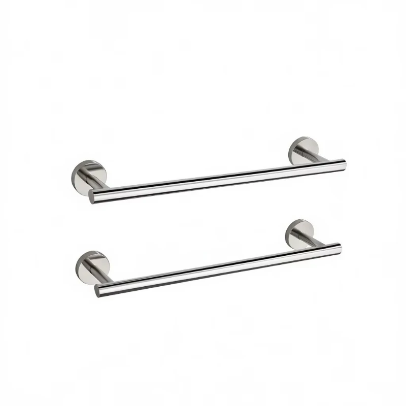 Wall-mounted stainless steel towel rack with 2 rods over 60 cm, simple bathroom design