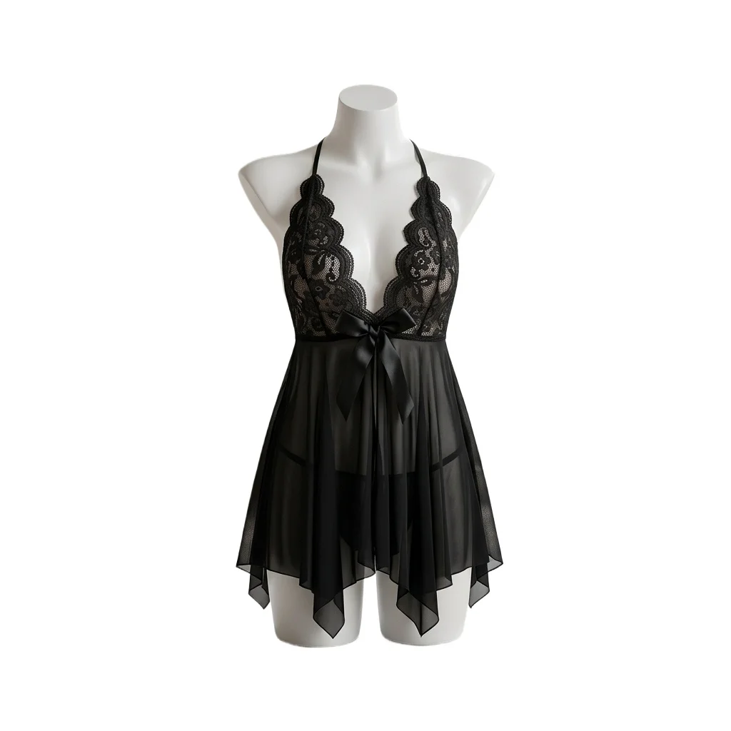 2026 Summer Semi-Sheer Wrap Chest Pajamas Women's Fashion Lingerie Soothing Soft Sleeveless Camisole Sleepdress Mini Thongs Set