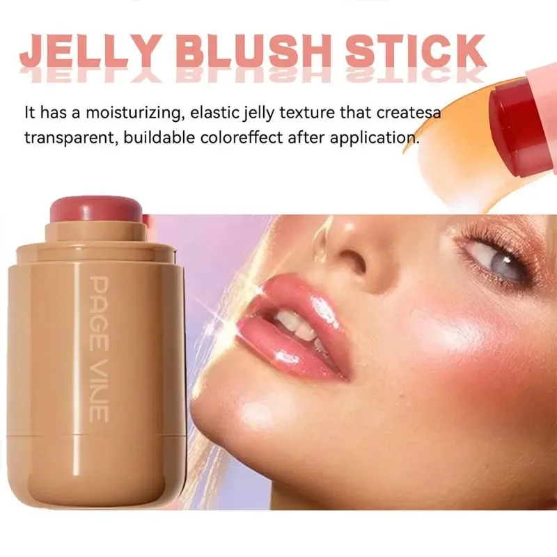 6 Colors Blush Stick PAGE VINE Pocket Lip And Cheek Hydrating Stick Face Blush Highlights To Brighten Natural Hydrating Muscles