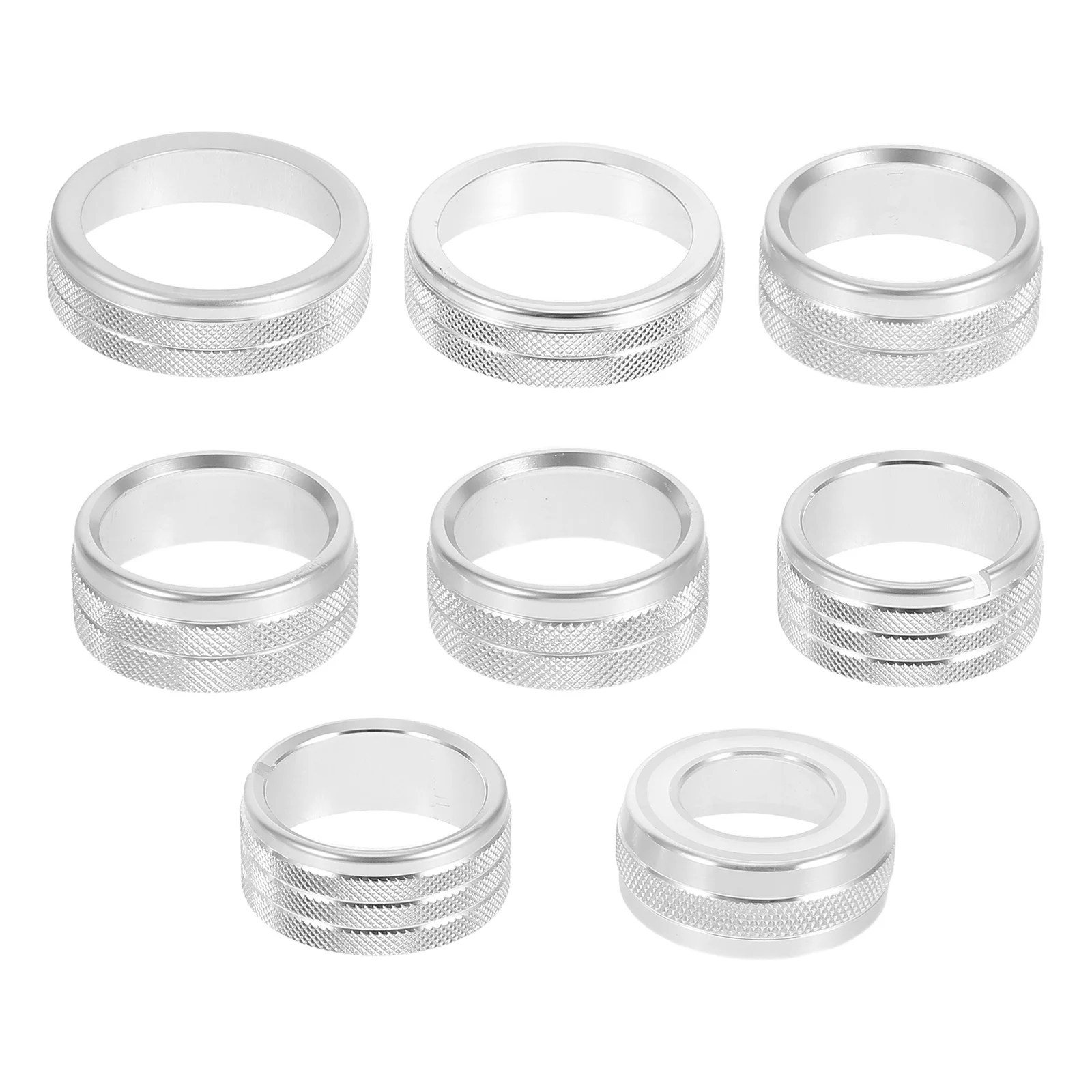 

8Pcs Car Interior Knob Trim Ring Aluminum Alloy Center Console Volume Control Cover Scratch Resistant Easy Install