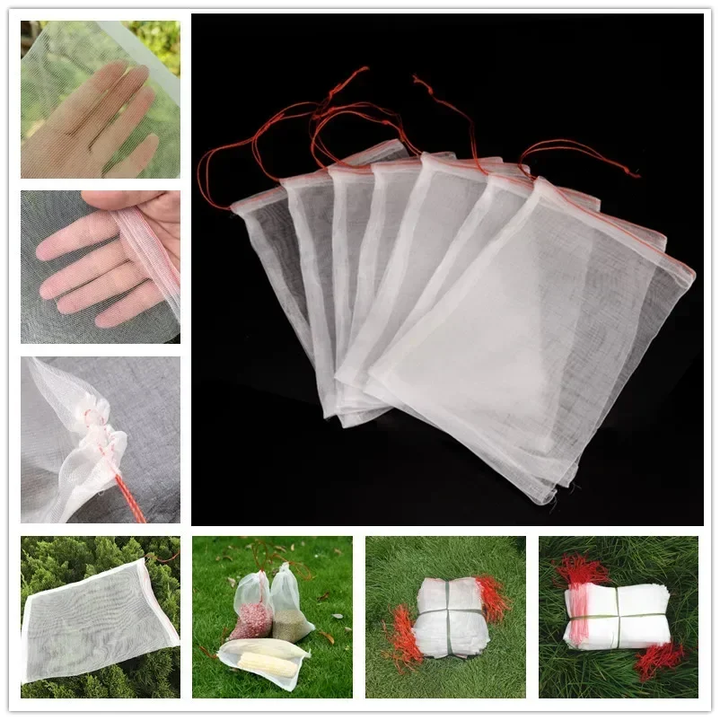 20pcs Fruit Vegetable Insert Grow Bag Anti Bird Protective Drawstring Nylon Mesh Agricultural Pest Control 15*10cm