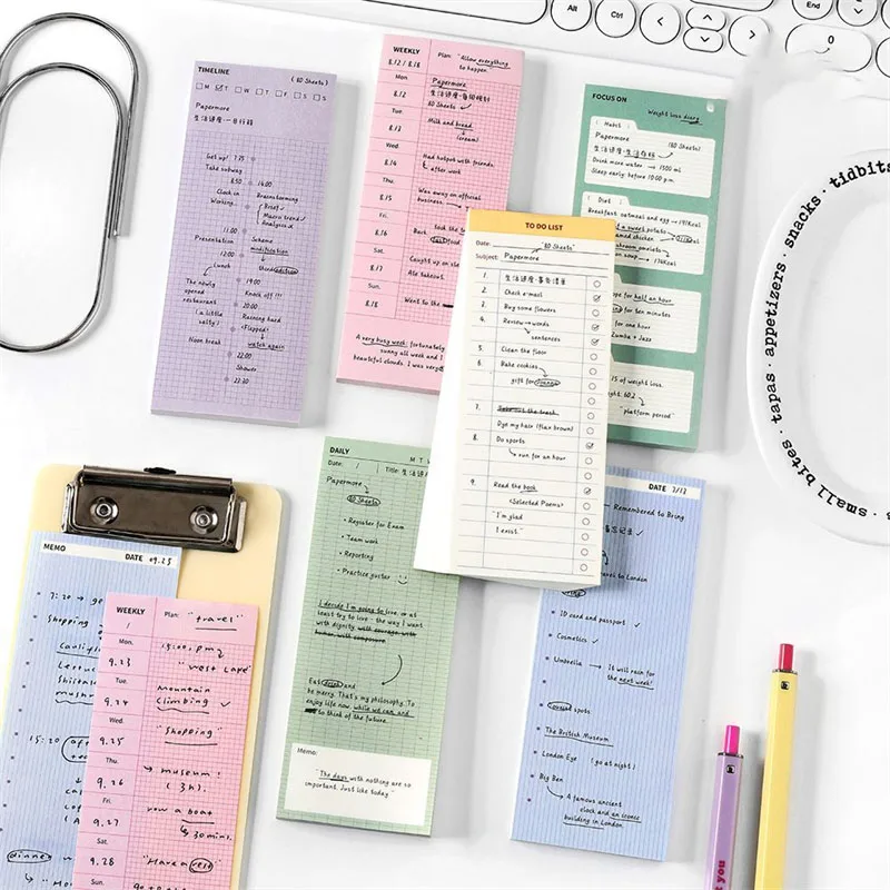80 Sheets Writable Memo Pad Minimalist Checklist Habit Tracker Note Paper Daily Plan To Do List Stationery for School Office