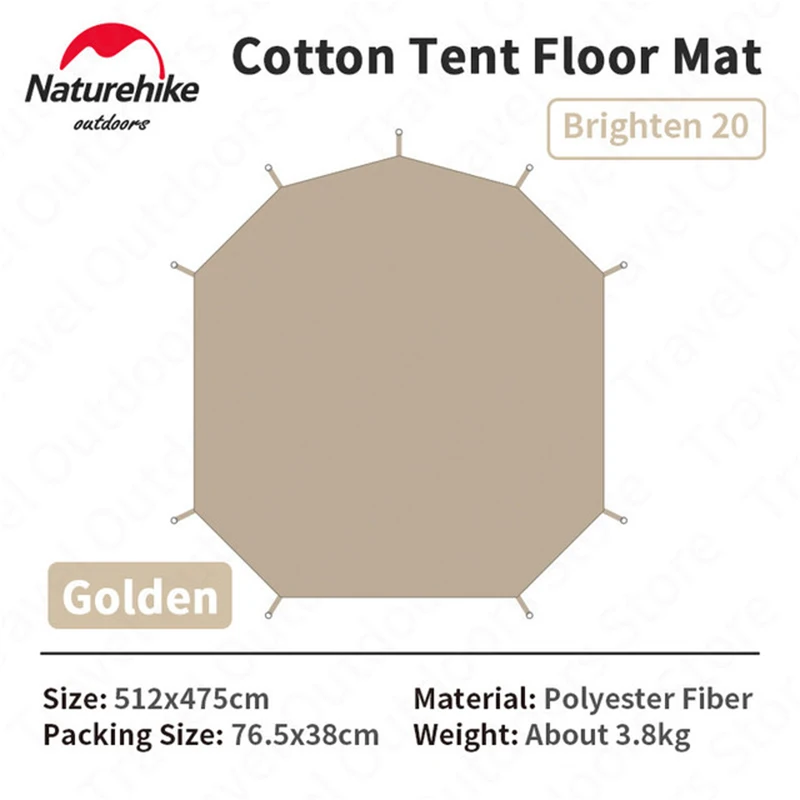 

Naturehike Brighten20 Cotton 20㎡ Floor Mat Hiking Picnic Moisture-Proof Pad Polyester Fiber 512x415cm - NH20ZP012