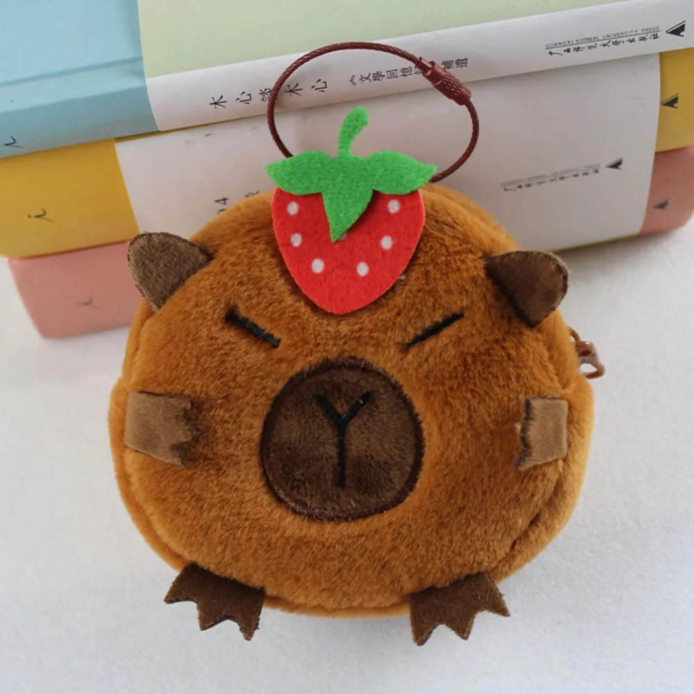 Cartoon Plush Capybara Coin Purse Earphone Bag Portable Mini Key Lipstick Bag Storage Bag Backpack Pendant Keychain Gift