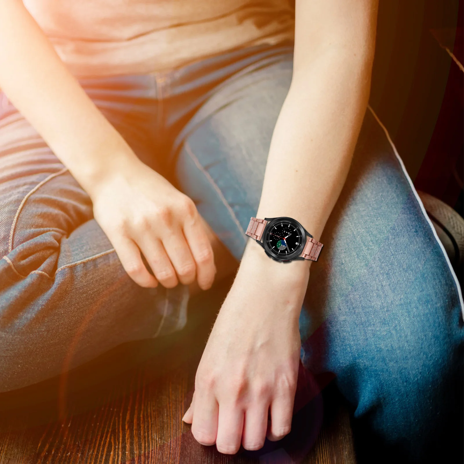 

Delicate Rhinestones Watch Wristband Quality Material Replacement Strap Smooth Texture Comfortable Wear Rhinestones Watch Band