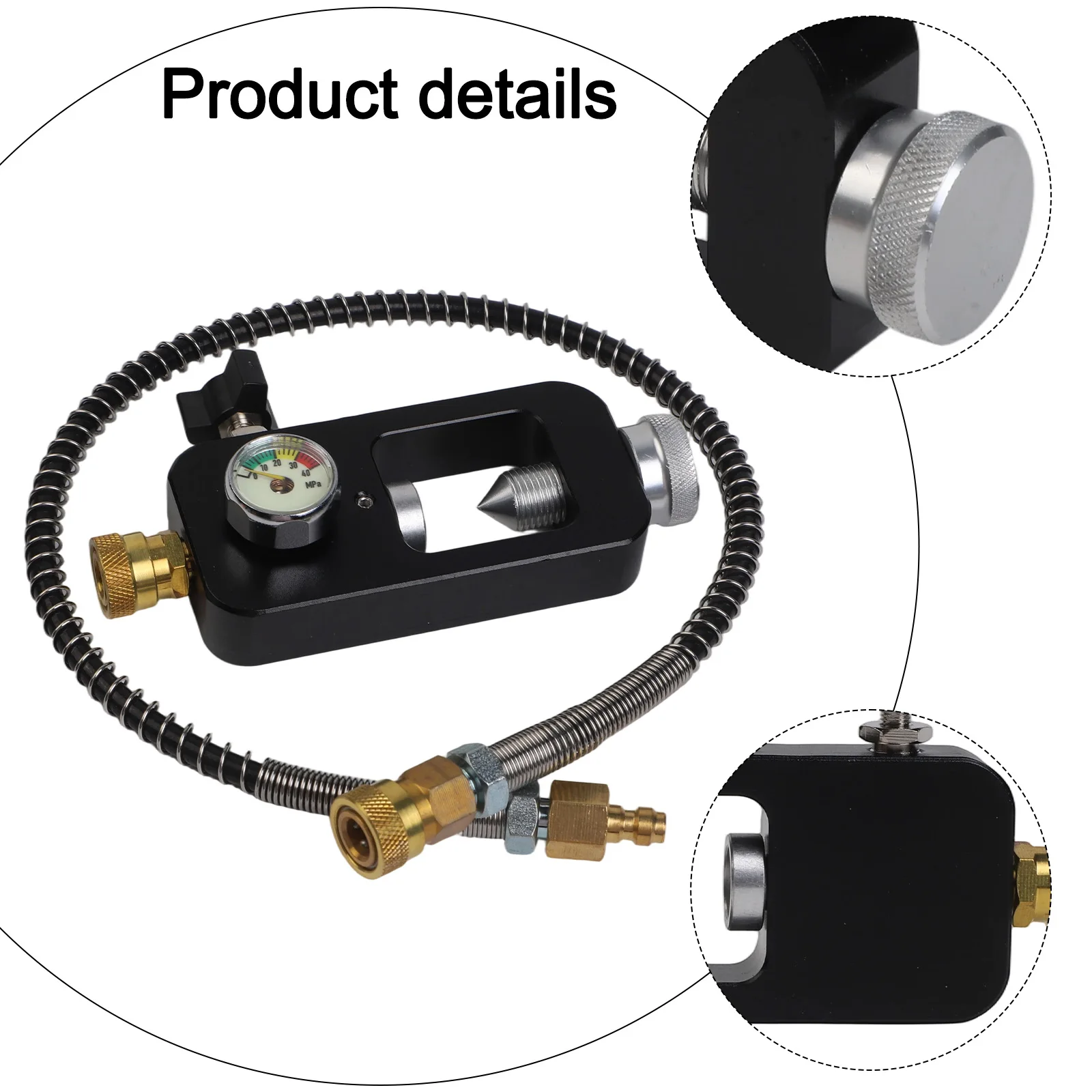 40MPA 6000PSI Scuba Adapter with Valve for HPA Systems Compatible with 8mm 9mm 10mm 8.5mm Female Quick Disconnect Couplings
