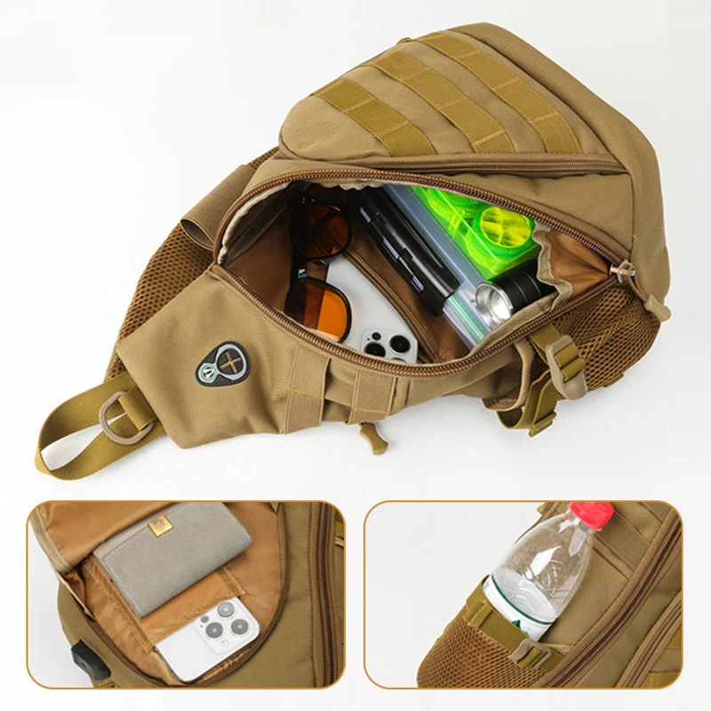 Tactical Chest Bag Outdoor Sports Fishing Lure Bag Men Travel Climbing Camping Camouflage Shoulder Bag Lightweight Portable Bags