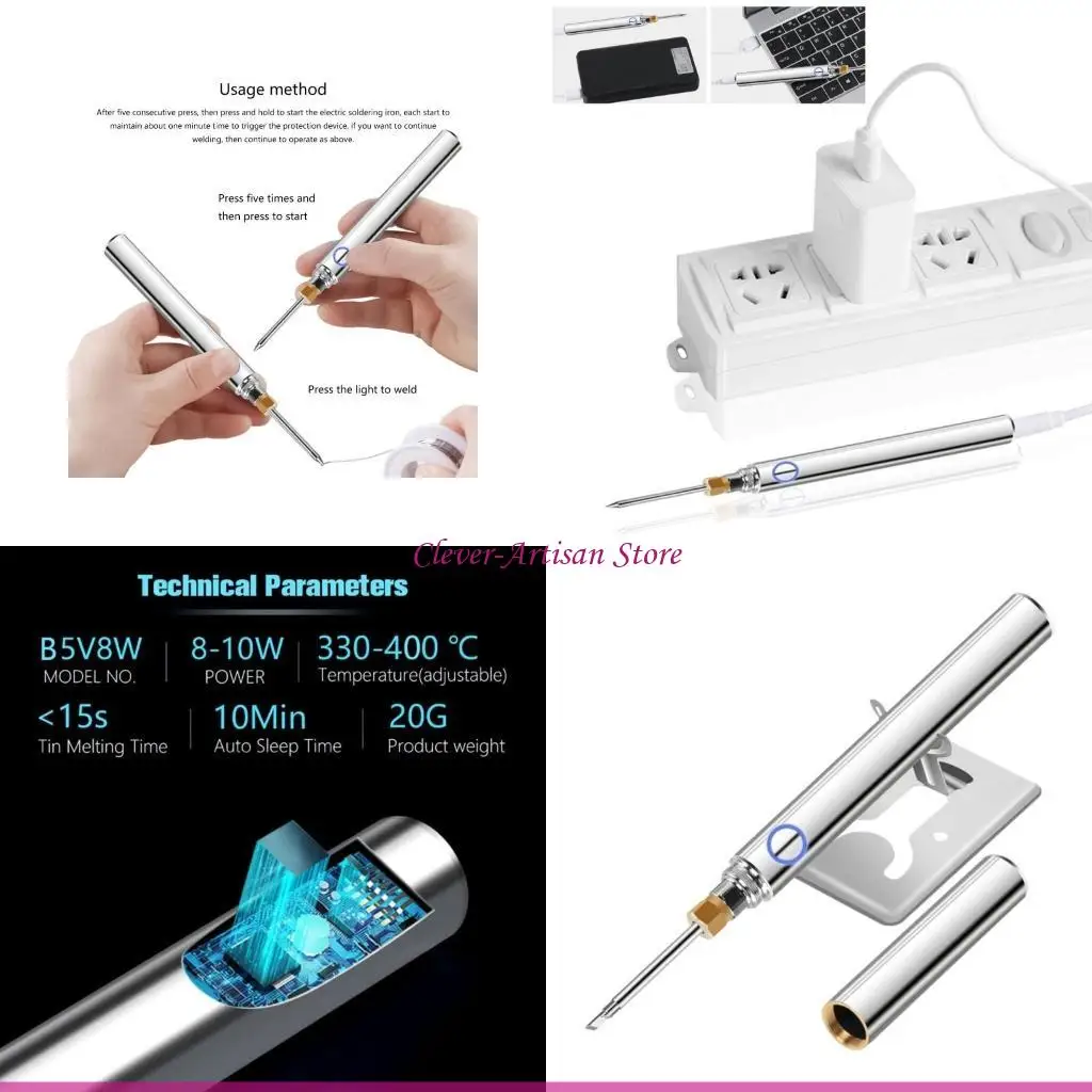 

E06B Электрический паяльник с беспроводной зарядкой Паяльник USB Быстрая зарядка