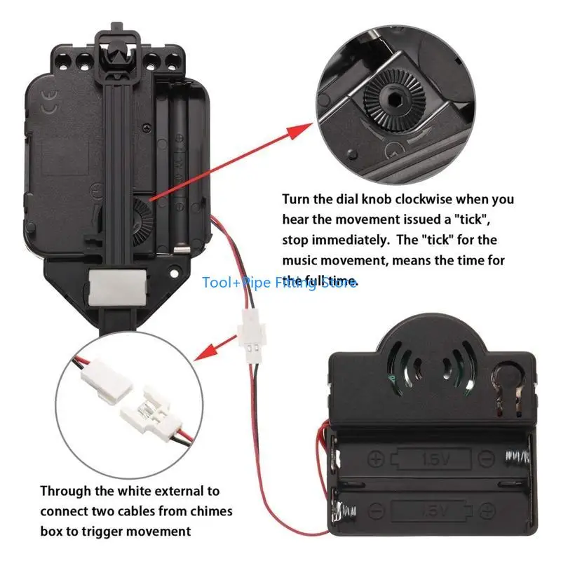 F92B البندول الزناد حركة على مدار الساعة رنين موسيقى مربع مربع كمل مع 3 أزواج من البستوني يديك على مدار الساعة على #1