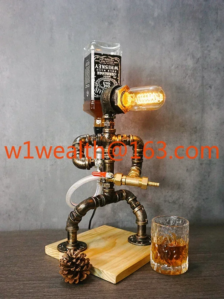 Tubo dell\'acqua Robot Lampada da tavolo retrò in stile industriale Cafe Ristorante Bancone bar Decorazione decorativa Vino straniero