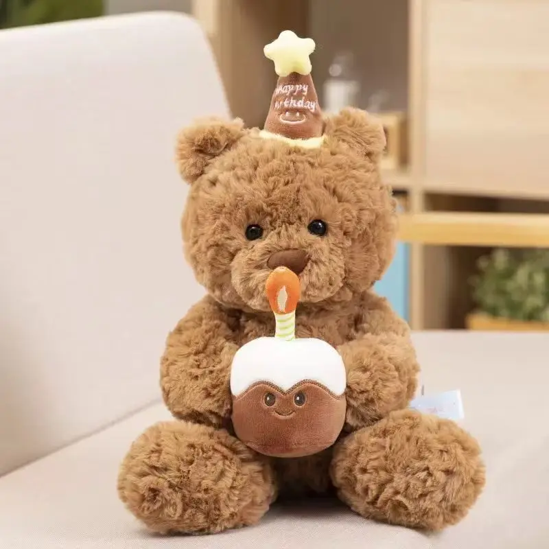 

35cm Cute Birthday Hat Teddy Bear Stuffed Toy for Girlfriend Valentine's Day Gift for Kids Room Bedroom Decor Favor Birthday Gif