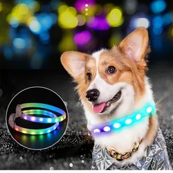 Led Dog Collar Pet Dog Collar Night Puppy Pet Cats Collars Glowing Luminous USB Rechargeable Night Safety Flashing Glow Color