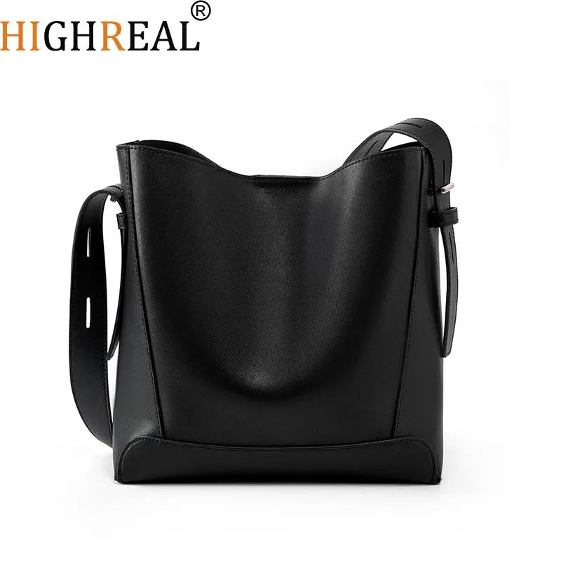 Autumn New Bucket Bag Genuine Leather Women Large Shoulder Bags Female Tote Bag High Quality Cowhide Lady Bag