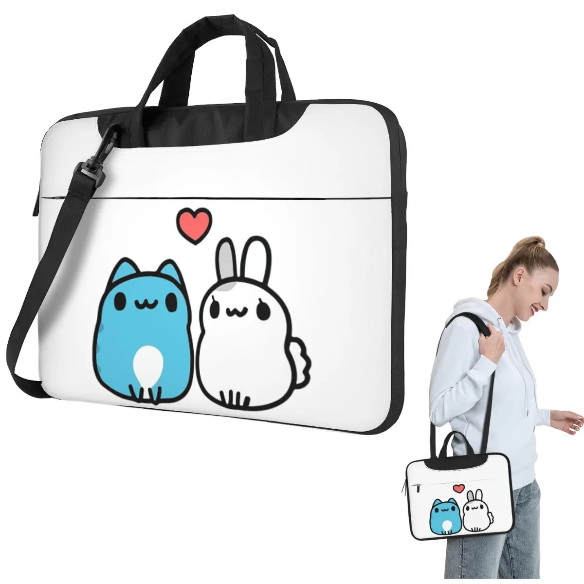 

Чехол для ноутбука Comic Cat Bugcat Capoo Bug Cat через плечо, сумка для компьютера, устойчивая защитная сумка для ноутбука для Macbook Pro