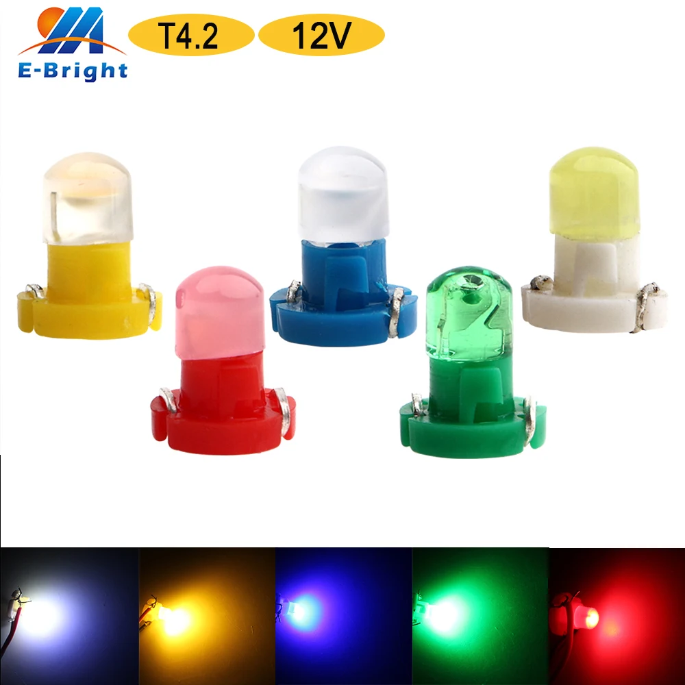 T4.2 10PCS COB Led Dashboard Instrument Cluster Light Car Light Bulb Side Indicator Interior White Red Amber Green Amber Pink