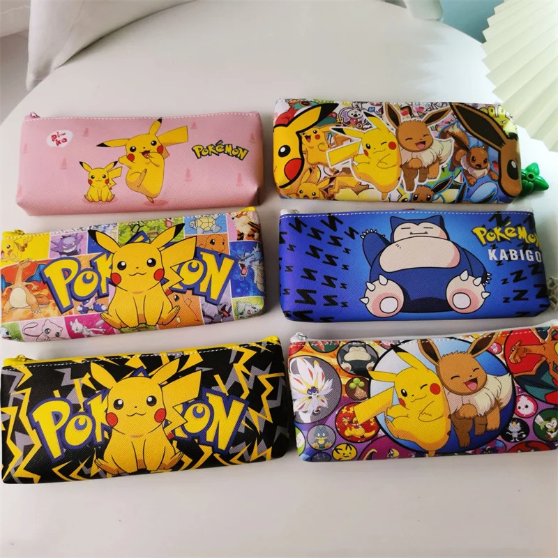 pokemon pu lapis de couro case caixa bonito papelaria pen bolsa kawaii material escolar 24 pcs por lote 01