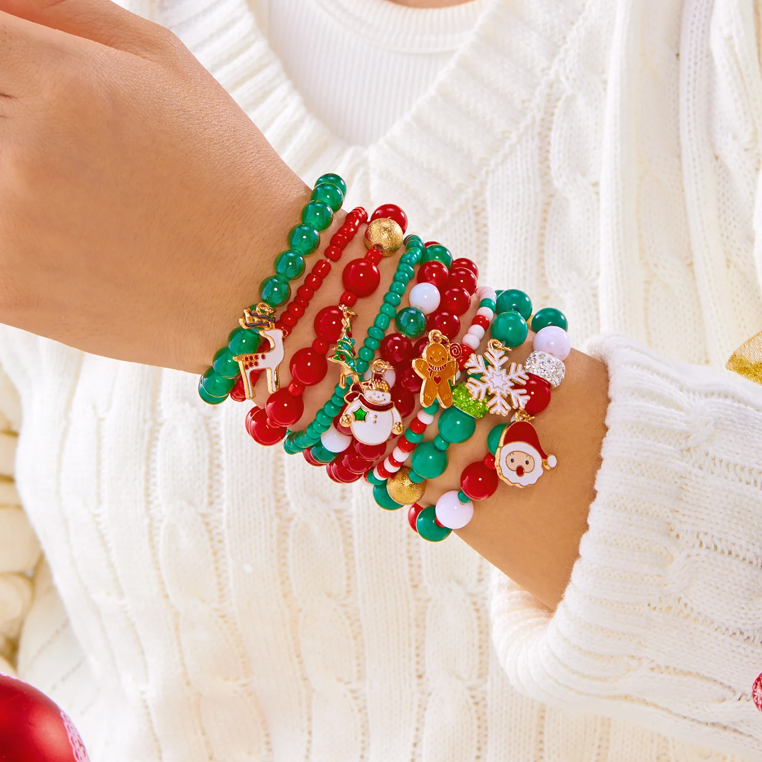 الكلاسيكية عيد الميلاد ندفة الثلج ثلج قلادة سوار للنساء لطيف سانتا إلك الزنجبيل قفازات جرس شجرة البيت سلسلة مجوهرات