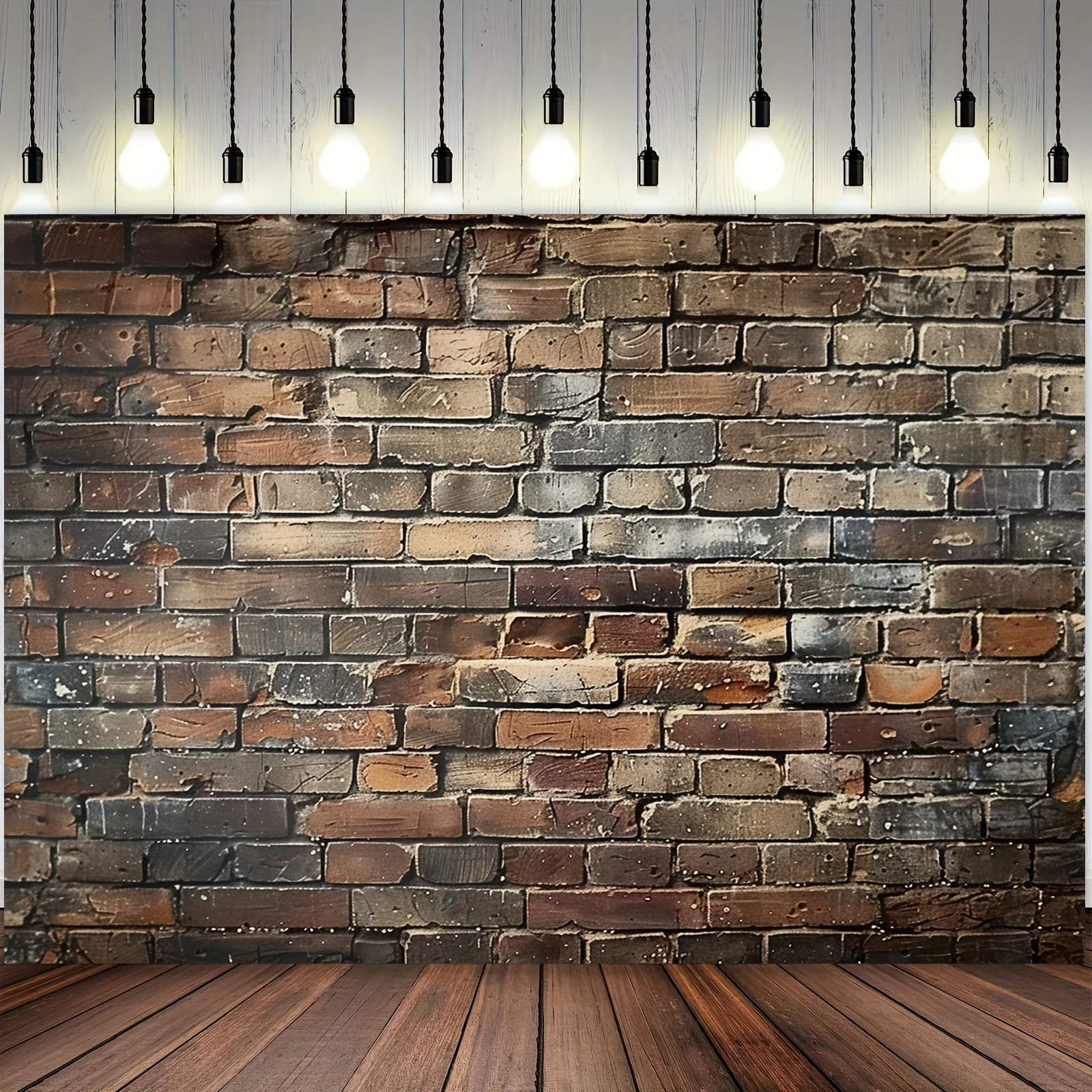 Vibrant retro brick wall Polyester photographic background - durable and wrinkle resistant for portrait photography studios