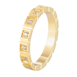 Engraved 8 Grooved Cnc Inlay 8 Zircon Ring For Women To Wear Delicate Branded Jewelry Titanium steel Ring Every Day