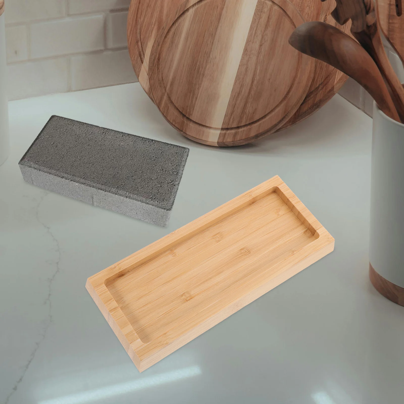 

Bamboo Whetstone Base Non-Slip Sharpening Stone Holder Stable Wooden Kitchen Sharpener Stand Organizer for Cutter Knives