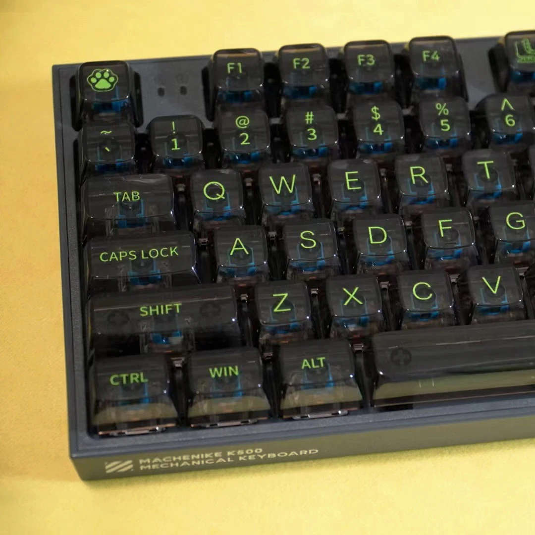 132 Keys Crystal Transparent Keycaps For MX Switch Mechanical Gaming Keyboard RGB backlit lceberg PC Keycap Black Green Key Caps