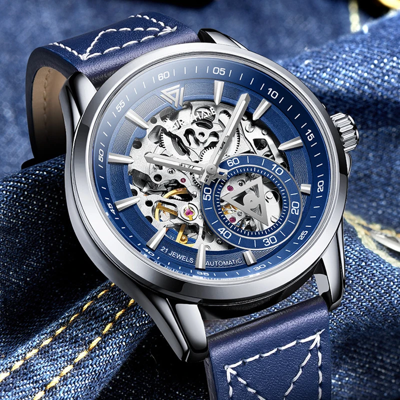 

Mark Fairwhal Luxury Skeleton Mechanical Watches for Men Automatic Tourbillion Watch Silicone Strap Luminous Hollow Wristwatches