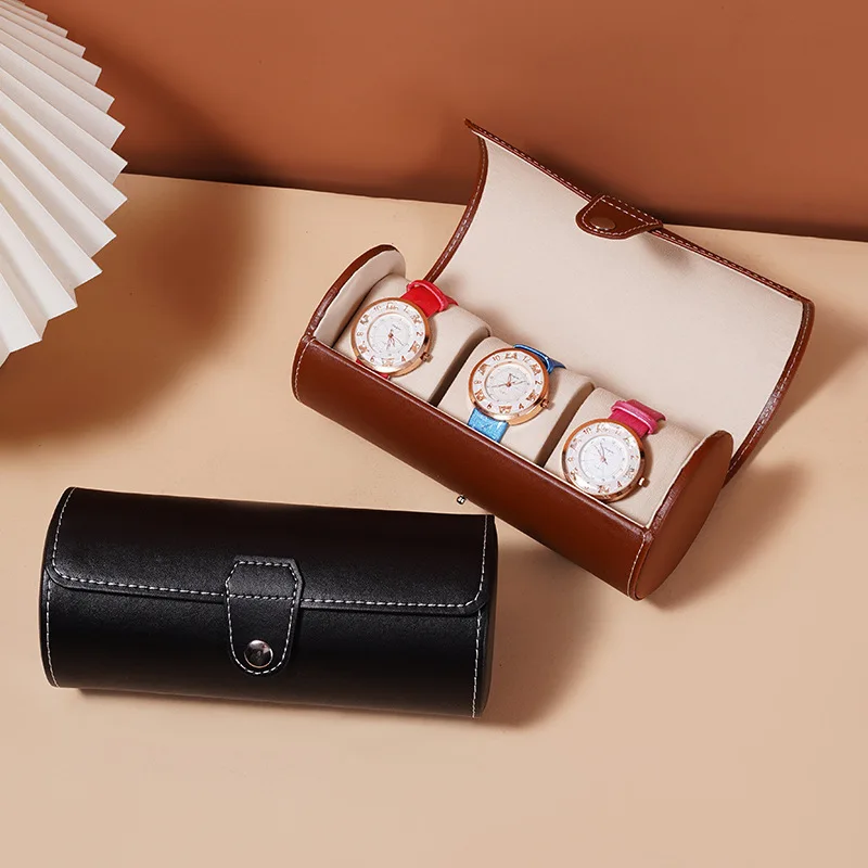 1PC PU Leather Roll Travel Watch Box 3 Grid Watches protezione antigraffio squisita scatola di immagazzinaggio del rotolo dell'orologio