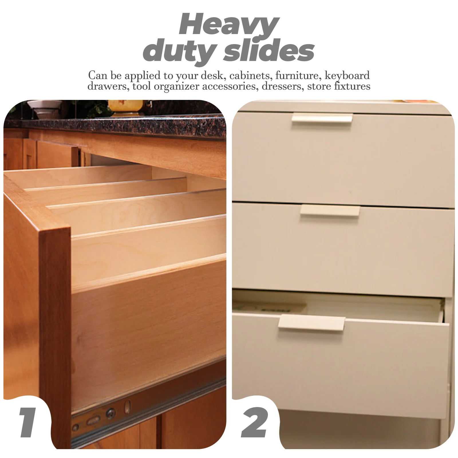 

2 Sets Slides 12 Inch Cupboards Tray Slides White Drawer Rails Heavy Duty Smooth Nylon Furniture Closet Storage