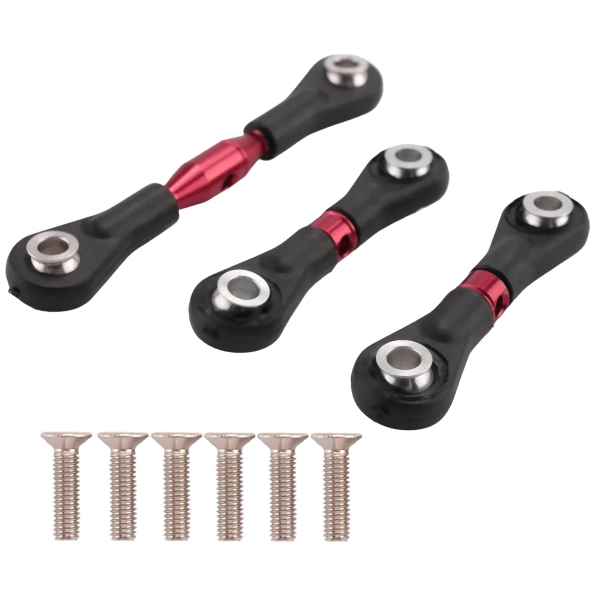 3Pcs Metal Steering Rod Link Rod Tie Rod for Tamiya TT-01 TT01 1/10 RC Car Upgrade Parts Accessories,Red