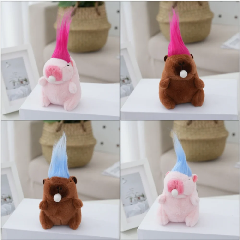 Llavero colgante con textura mate de dibujos animados, accesorios de muñeca de Capybara de pelo largo, decoración de bolsos