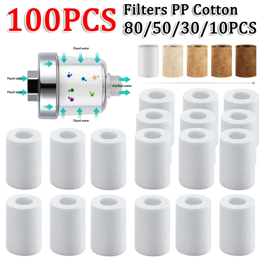 2-100pcs Water Outlet Purifier PP Cotton Universal Faucet Filter For Bathroom Shower Household Filter PP Cotton High Density