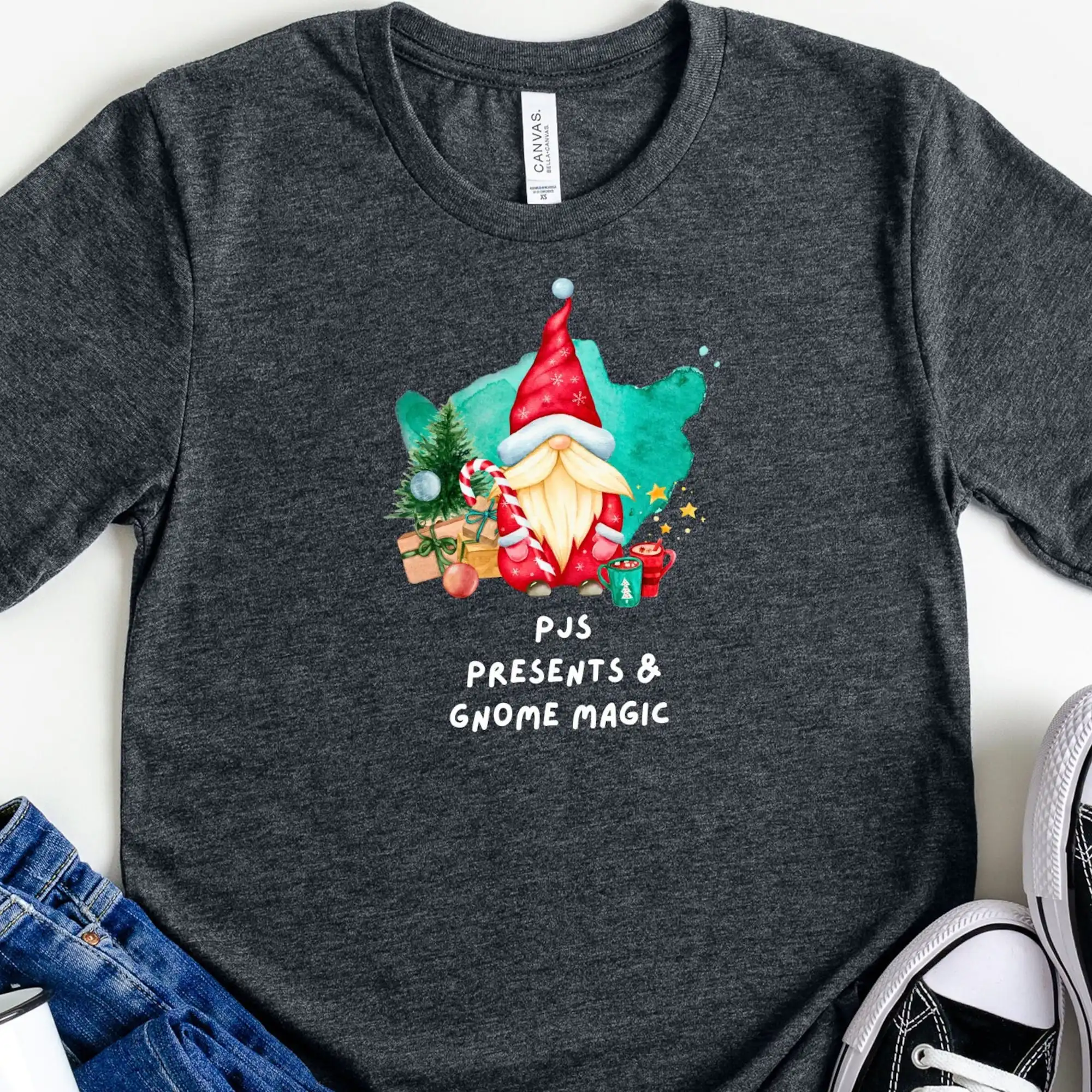 Pjs Presents Gnome Magic Christmas Tree Gnomes T Shirt Cute Merry S Xmas Party Family Cozy Winter