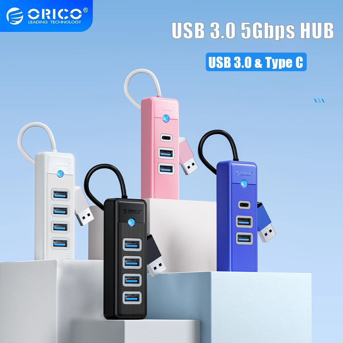 

ORICO 4 Ports USB 3.0 HUB 5Gbps High Speed Multi Type C Splitter Ultra-Slim OTG Adapter For PC Computer Accessories Macbook Pro