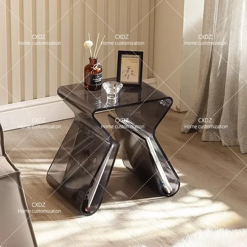 Acrylic Storage Side Table Bedside Nightstand Sofa Corner Table Removable Small Coffee Table with Storage Compartment