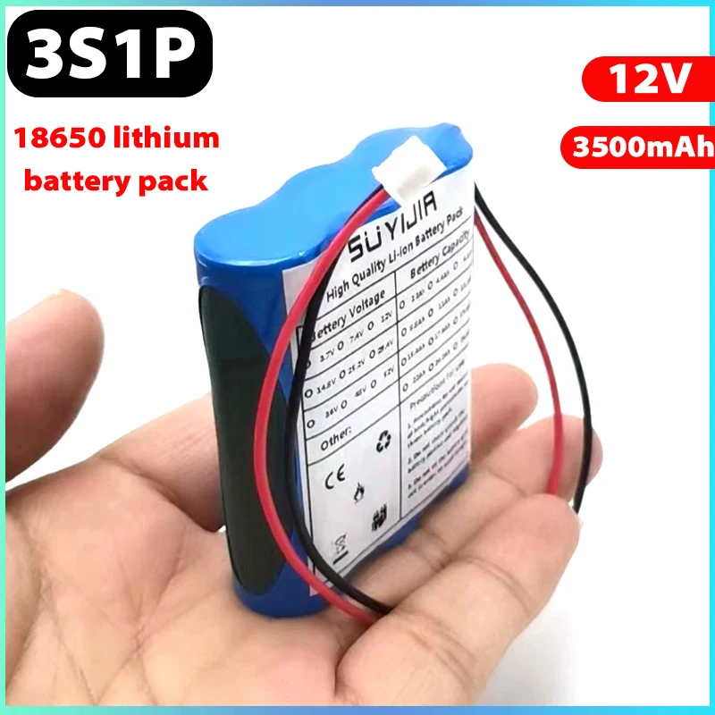 

18650 3S1P Li-Ion Battery Pack 12.6V/11.1V 3500mAh 12V Battery with BMS for Backup Power Supply CCTV Camera Speaker Bluetooth