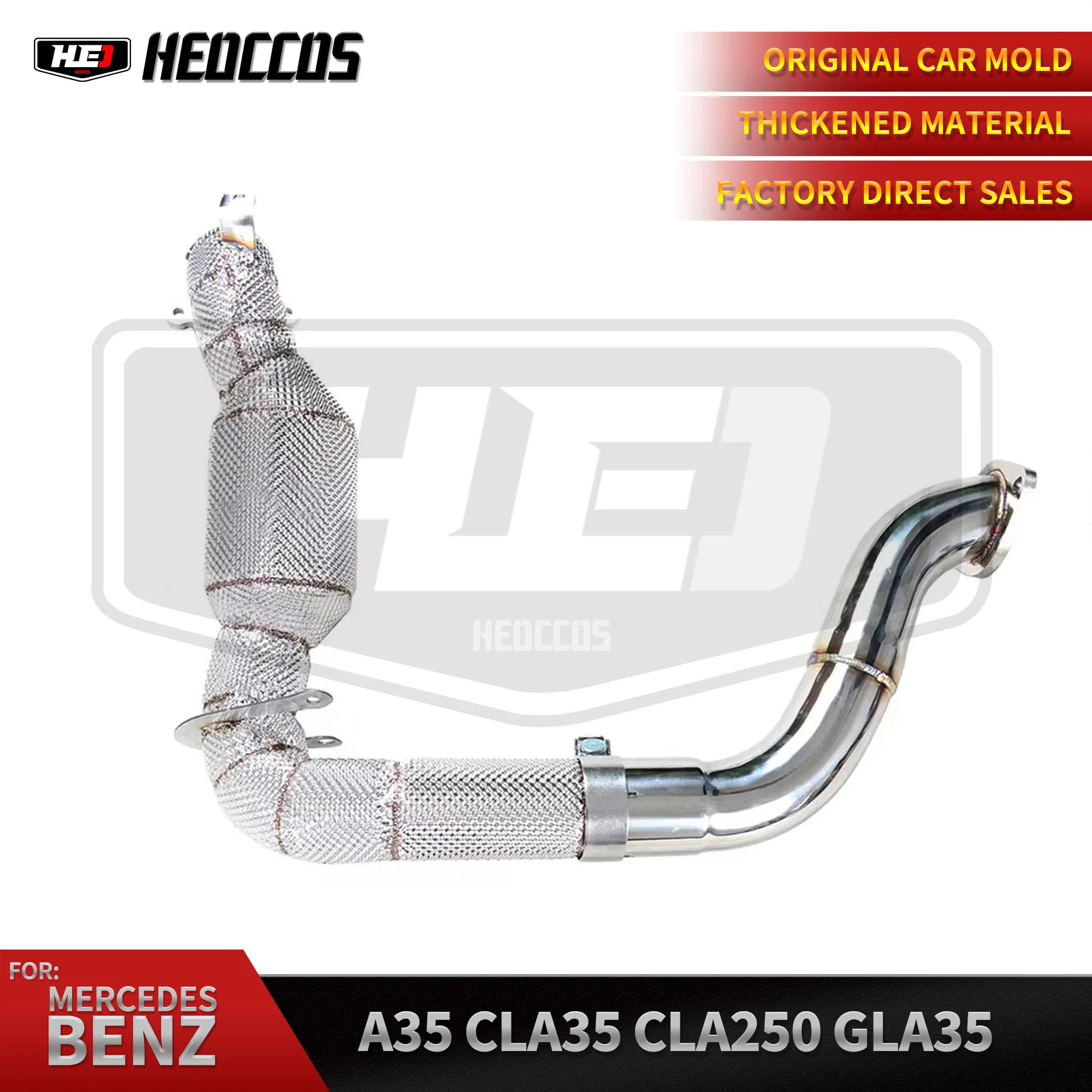 HEO Downpipe Exhaust For Mercedes-Benz A35 CLA35 CLA250 CLA260 GLA35 AMG stainless steel 304 high quality catted exhaust downpip