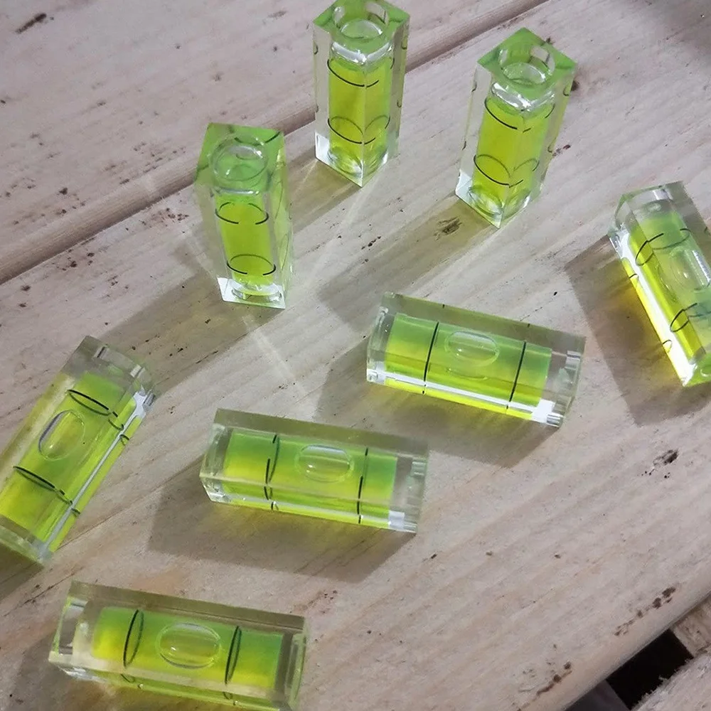 10Pcs Mini Bubble Spirit Level 10X10X29mm Square Levels for Wall Frames Art Displays Picture Hanging RV Tripod Measuring