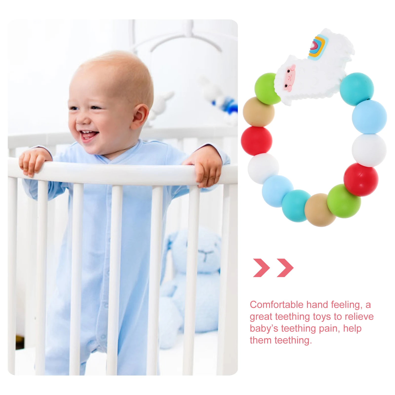 

Silicone Baby Teething Alpaca Infant Toddler Newborn Multicolor Baby Teething Bracelet Soft Cartoon Safe Practical Grip Size