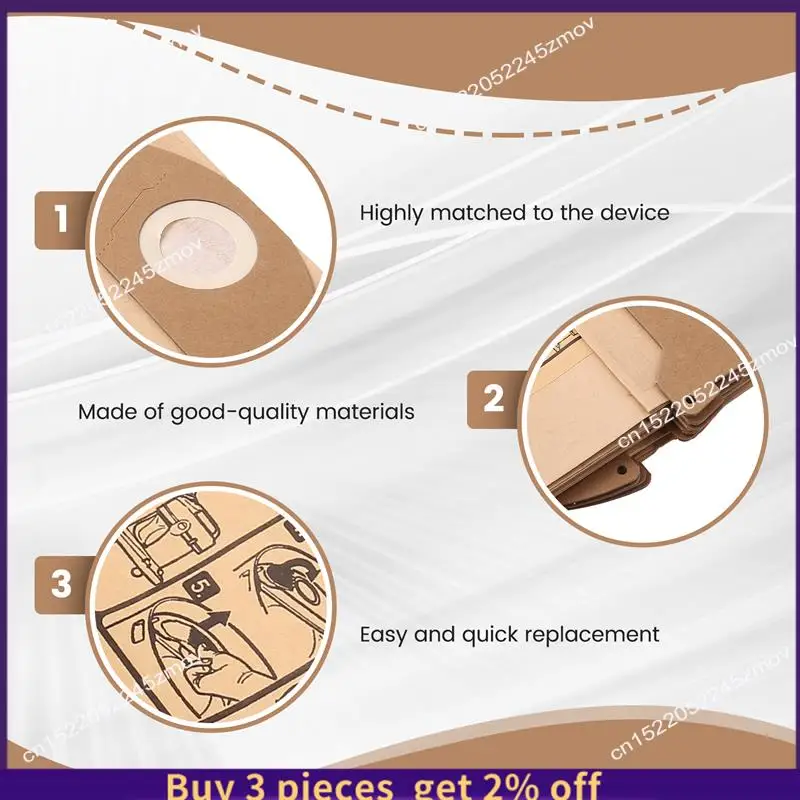 COME 10Pcs Vaccuum Filter Dust Bag Colletion Trash Bag 6.904-322.0 Vacuum Bags For Karcher A2004 WD2 Vacuum Cleaner Parts