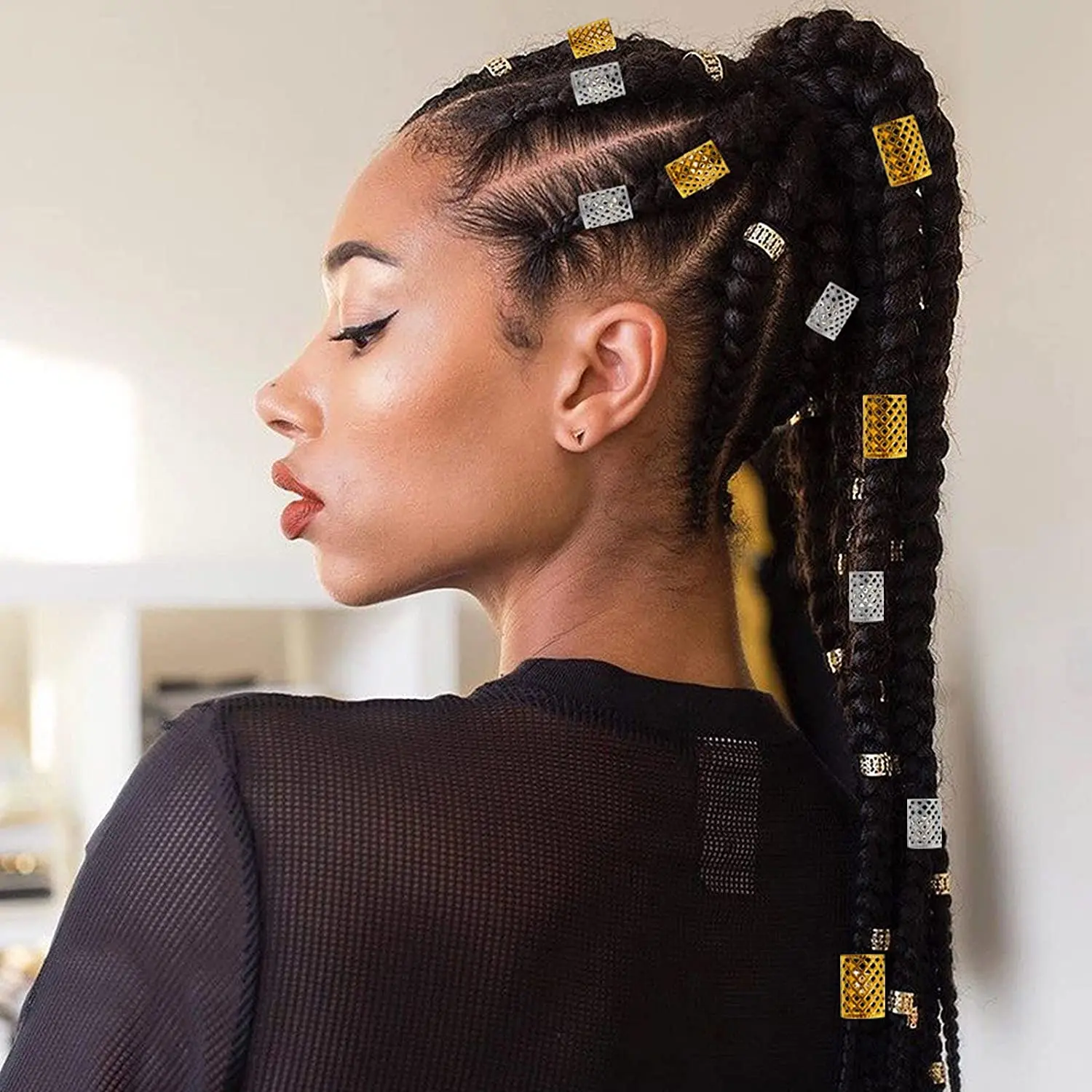 30 ชิ้น/ล็อต Dreadlocks ลูกปัดโลหะ Dread Golden และ Silver แหวนผมล็อคโลหะ Cuffs ตกแต่งผม Braiding ผมเครื่องประดับ