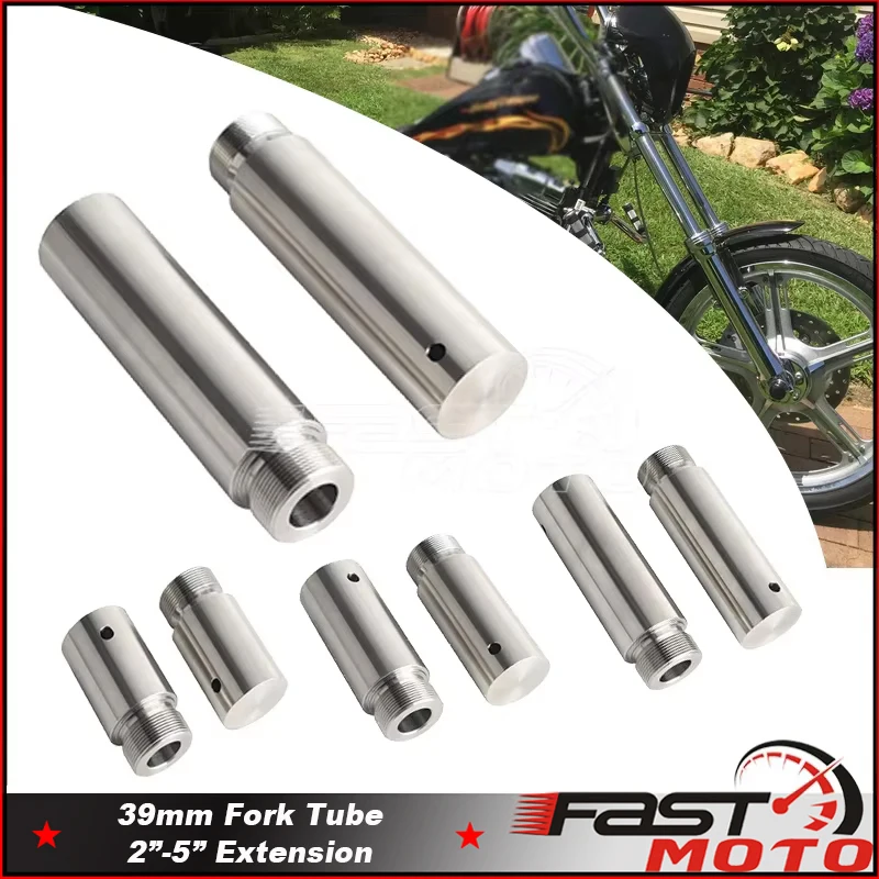Stainless Steel Motorcycle 39mm Fork Tube 2in-5in Extensions For Harley Dyna Glide Sportster FXD XL 883 1200 Accessories Parts