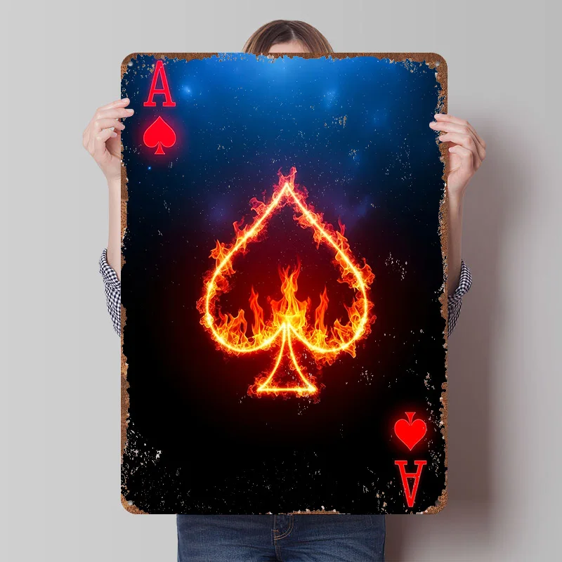 Ace of Spades in Flames Tinplate Poster Customized Wall Art Retro Vintage Metal Signs for Fans Wand Deko Interior Accessories