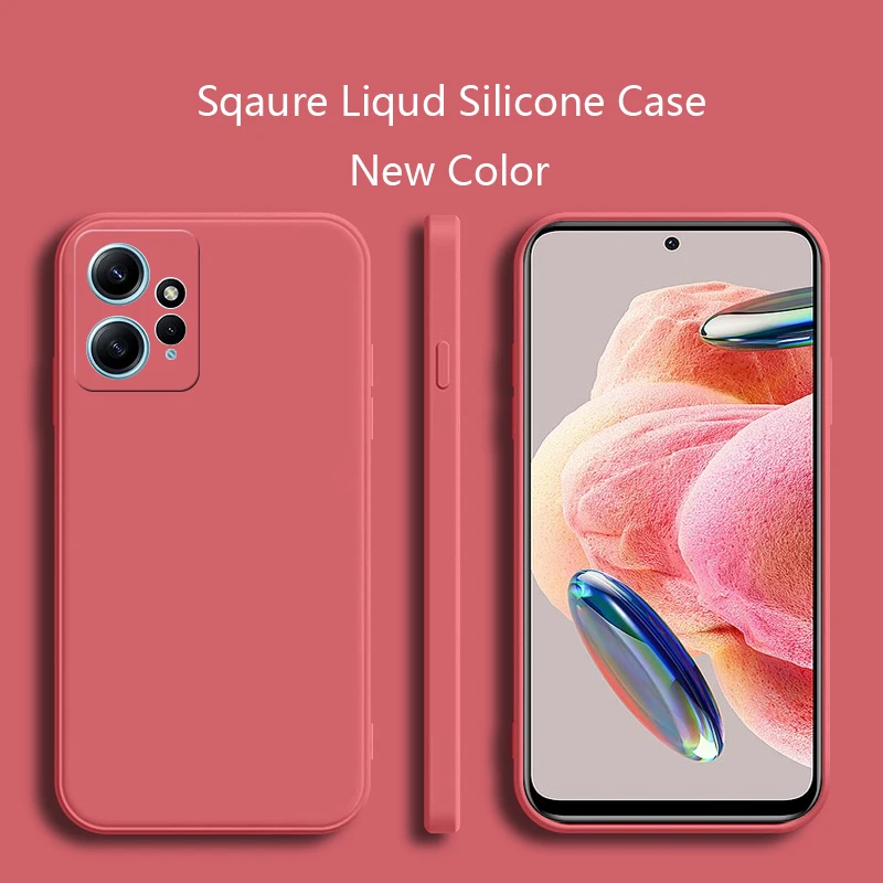 เคสโทรศัพท์ซิลิโคนสแควร์สําหรับ Xiaomi Redmi หมายเหตุ 12 4G Matte Case Redmi หมายเหตุ 12 4G เลนส์นุ่มกล้องฝาครอบป้องกัน SHELL