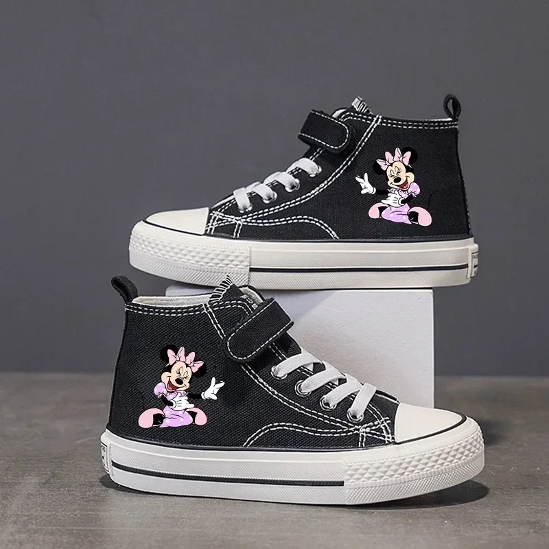 Disney-zapatos altos y bajos de Mickey Mouse para niños y niñas, zapatillas informales de lona con estampado de dibujos animados, 70