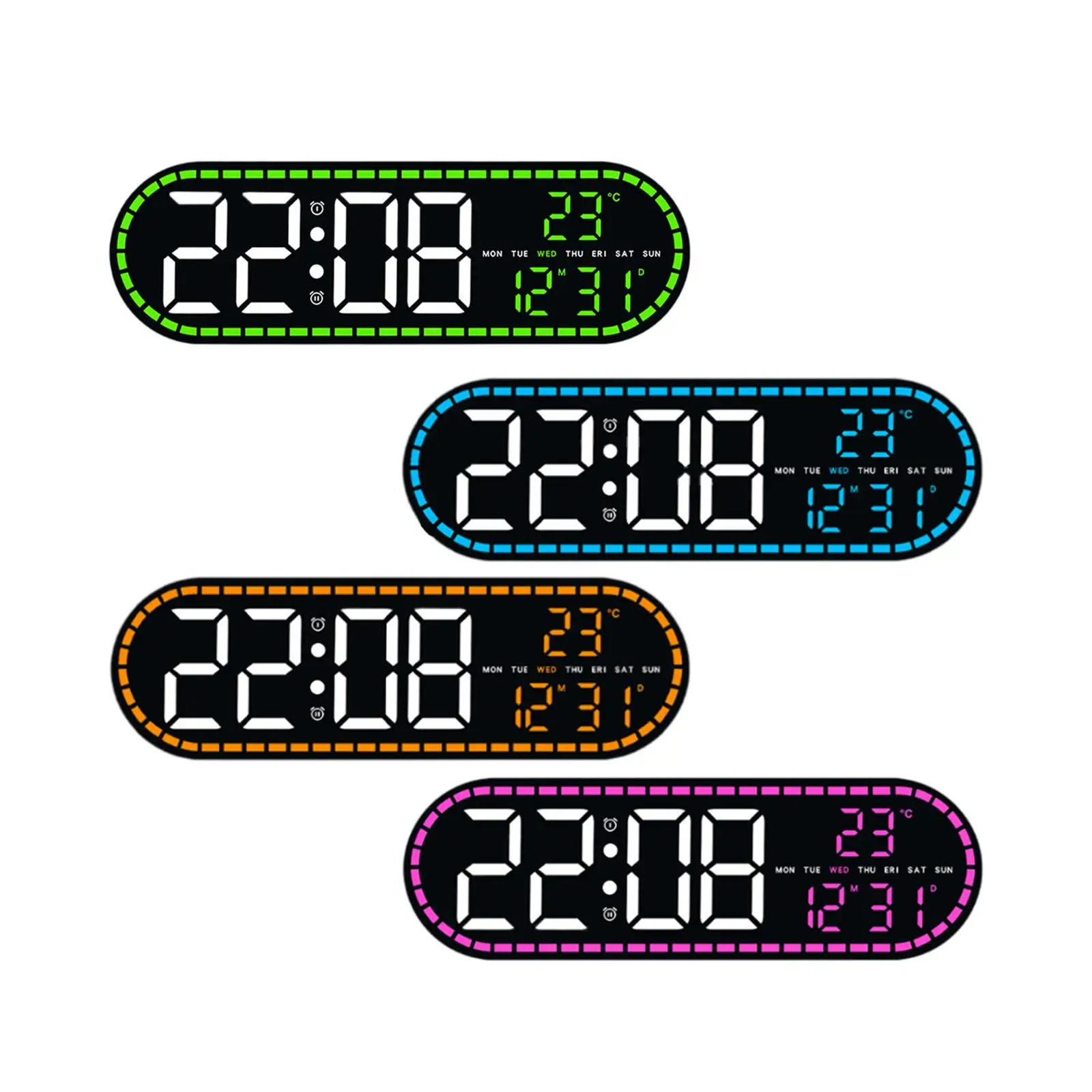 Digital Alarm Clock LED Wall Clock Practical Household Large Numbers Date/Time/Week for Study Room Office Desk Beside Shelf