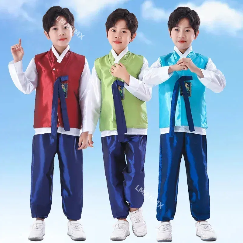 Hanbok para niños, traje de baile coreano para niñas y niños, disfraz de actuación de minoría étnica, disfraz nacional Hanbok para hombres y mujeres, vestido para chico
