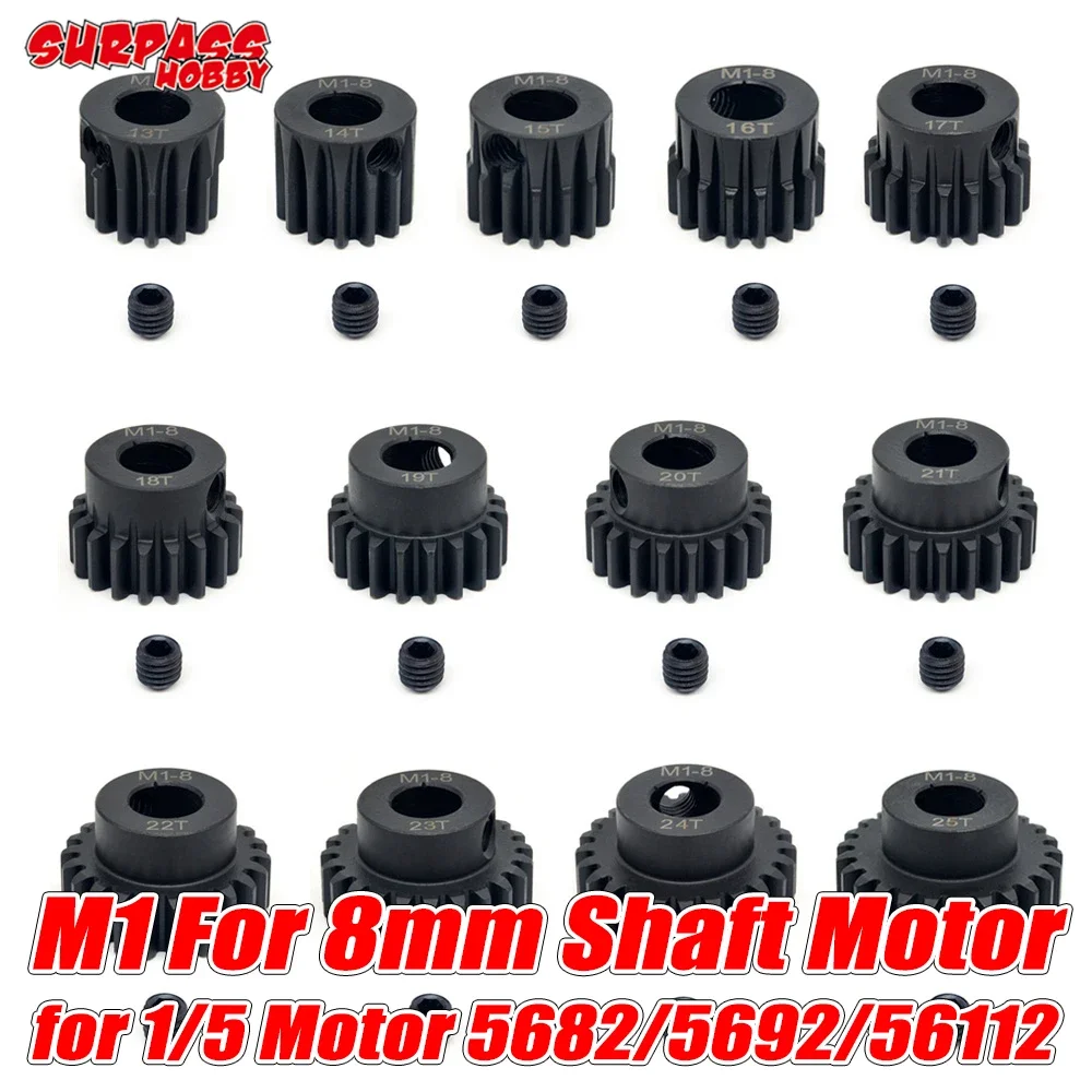 Surpass M1 8mm 13T 14T 15T 16T-20T 20T-25T 26T-30T 31T-49T Pinion Motor Gear for 1/5 RC Car ARRMA 4WD Outcast EXB 56112 Motor