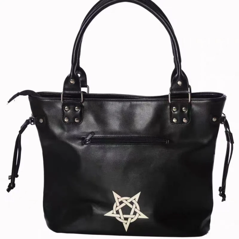 Personality Punk Gothic Cat Star Shoulder Handbags Vintage High-capacity Women Underarm Bag Harajuku Ins Y2k Aesthetic Tote Bags